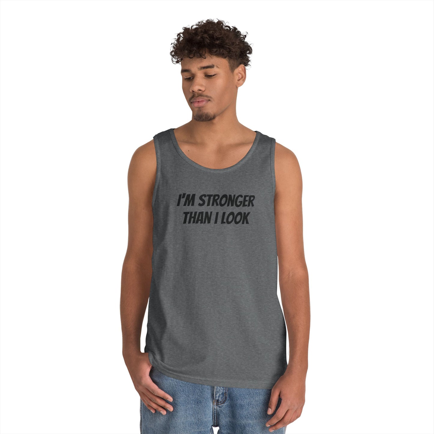Fitness Tank Top - 'I'm Stronger Than I Look' Funny Workout Shirt