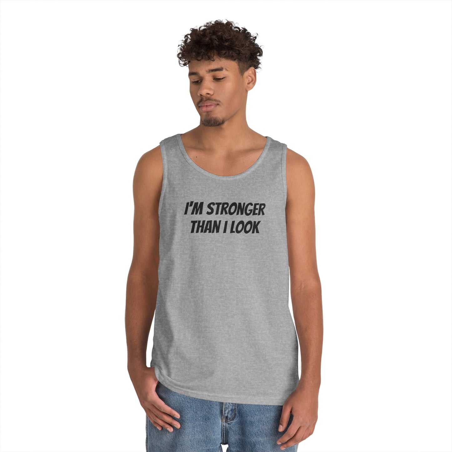 Fitness Tank Top - 'I'm Stronger Than I Look' Funny Workout Shirt