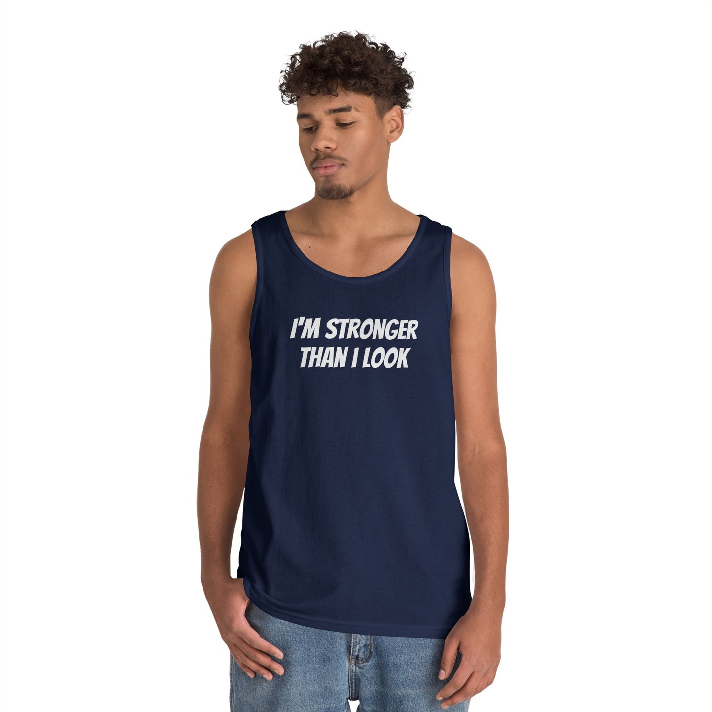 Fitness Tank Top - 'I'm Stronger Than I Look' Funny Workout Shirt