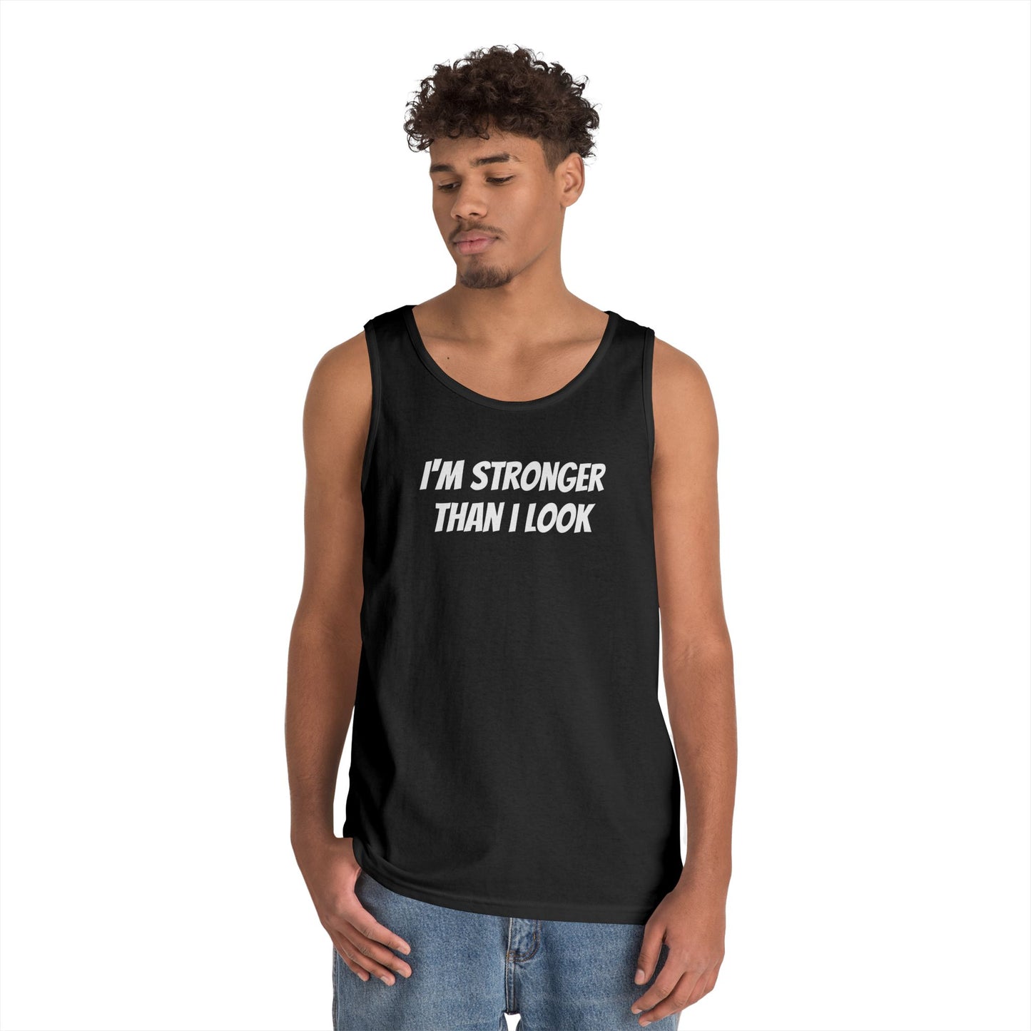 Fitness Tank Top - 'I'm Stronger Than I Look' Funny Workout Shirt