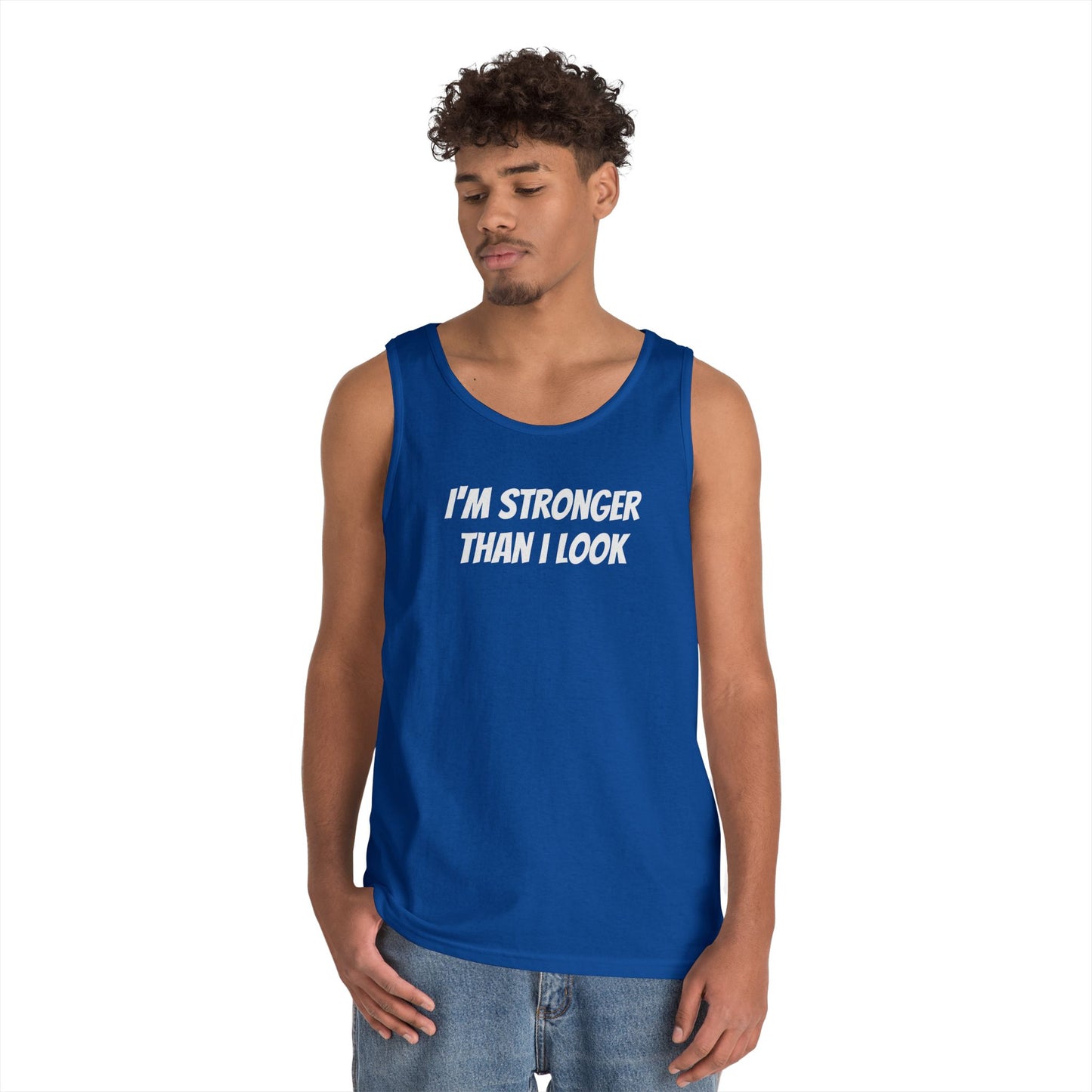 Fitness Tank Top - 'I'm Stronger Than I Look' Funny Workout Shirt