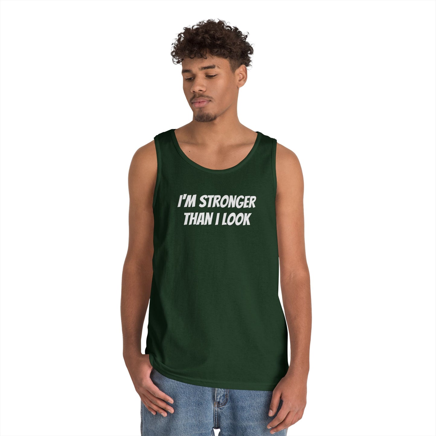 Fitness Tank Top - 'I'm Stronger Than I Look' Funny Workout Shirt
