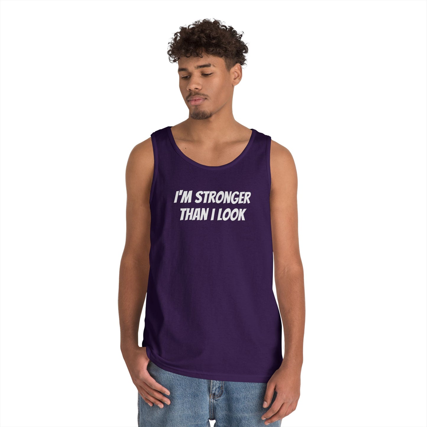 Fitness Tank Top - 'I'm Stronger Than I Look' Funny Workout Shirt
