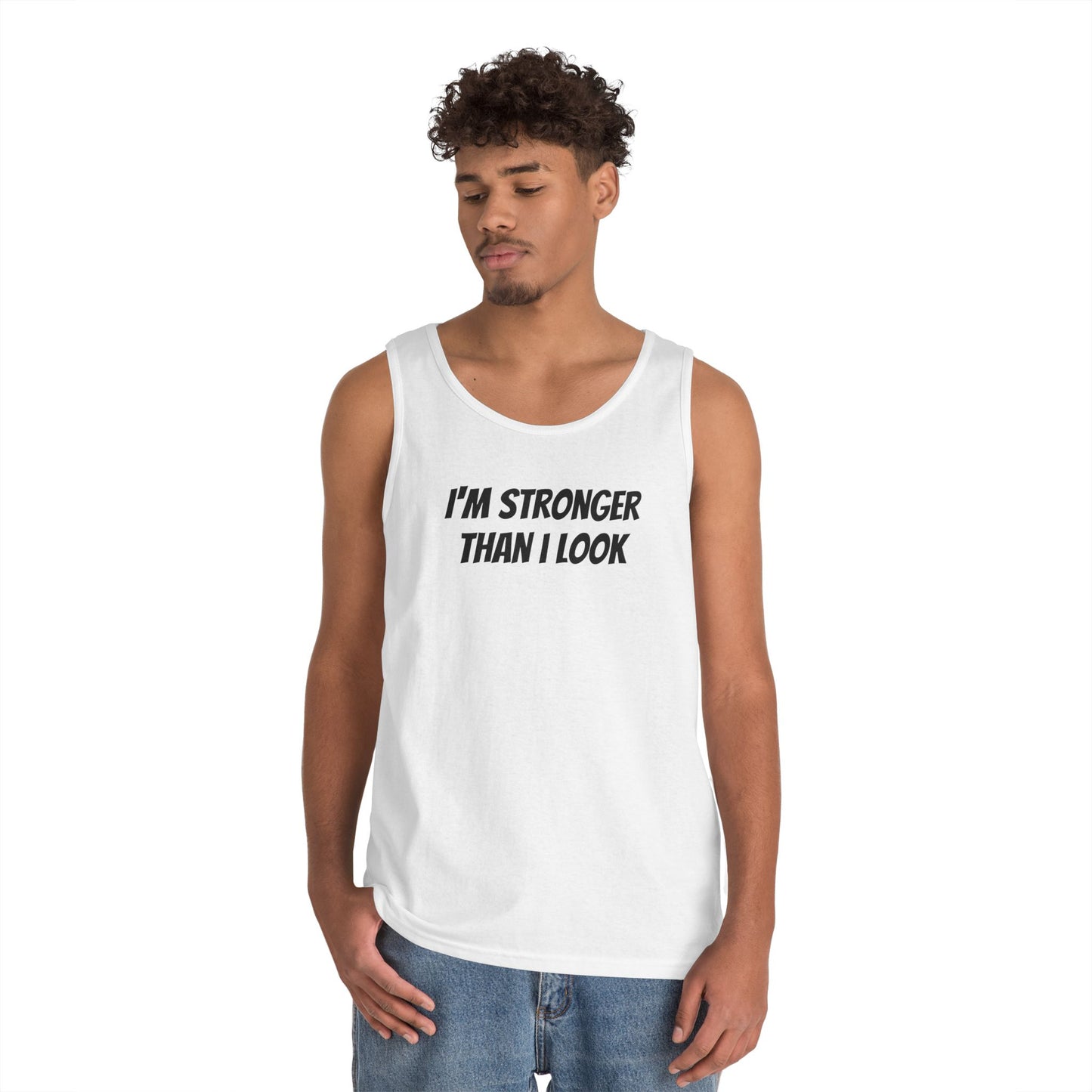 Fitness Tank Top - 'I'm Stronger Than I Look' Funny Workout Shirt